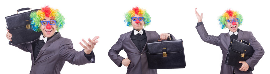 Clown businessman isolated on white