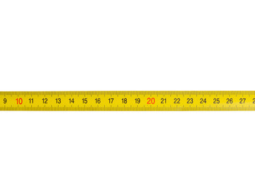 Tape measure on white background