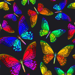 Seamless Pattern With Bright Butterfly