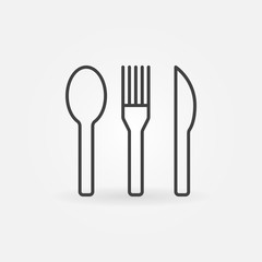Spoon with fork and knife icon or symbol