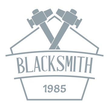 Hammer blacksmith logo, simple gray style