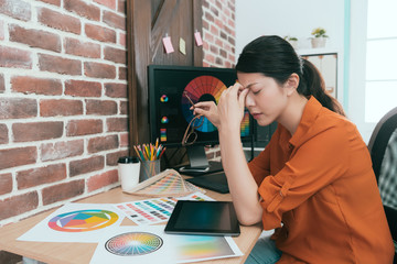 young attractive woman artist feeling tired