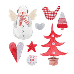 Nice watercolor christmas vector set