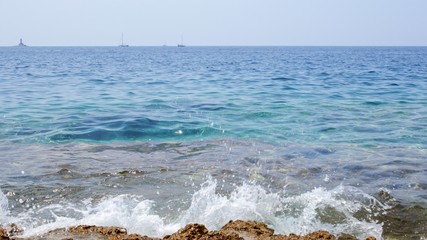 Waves on the shores of Croatian island slow motion from 120fps