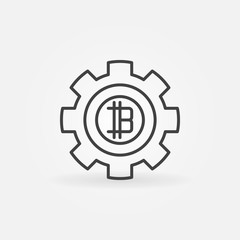 Bitcoin in gear line icon