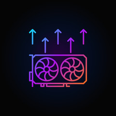 Cryptocurrency video card mining outline colorful icon