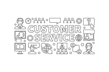Customer service illustration. Vector customer support banner