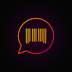 Barcode in speech bubble colorful line icon on dark background