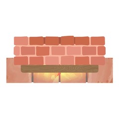 Brick wall icon, cartoon style