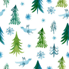 Christmas trees, seamless pattern