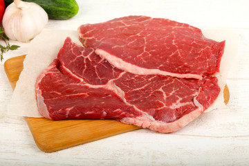 Raw beef steak
