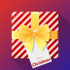 Merry Christmas and Happy New Year background with gift box and greeting card , vector , illustration