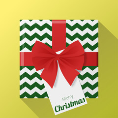 Merry Christmas and Happy New Year background with gift box and greeting card , vector , illustration