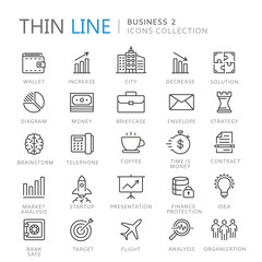 Collection of business thin line icons