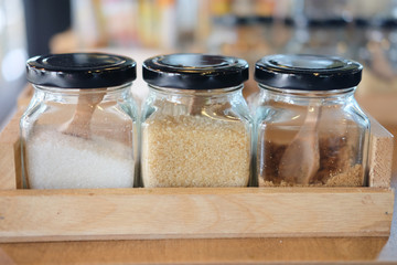 Sweet cinnamon sugar, white sugar and brown sugar