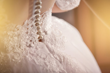 Obraz na płótnie Canvas Wedding dress of bride, bridal white gown
