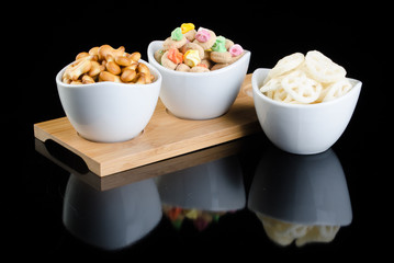 Junk food or snack food on a background.