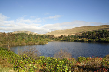Fototapeta na wymiar Lower Neuadd Reservoir on the Taff Trail in the Brecon Beacons