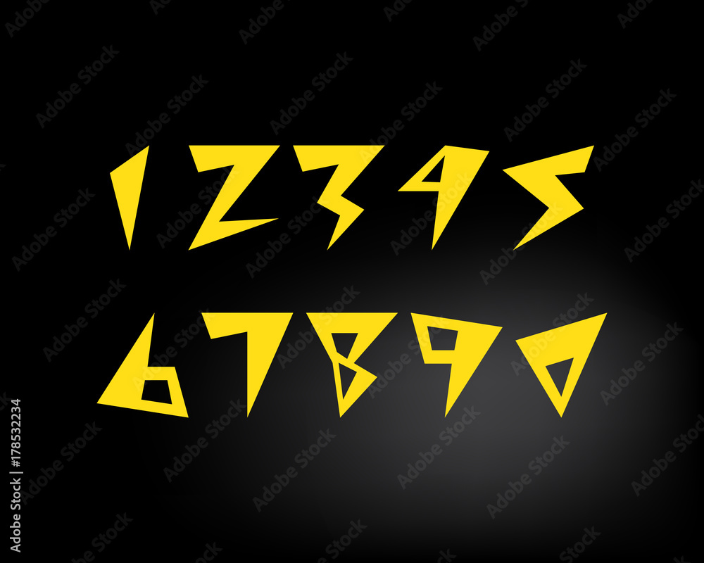Poster lightning numbers modern creative text flat design