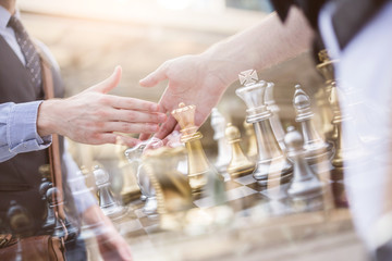 Business handshake. Business handshake and business people concept. Two men shaking hands over sunny office background. Partnership, Deal