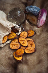 wooden runes on the fur