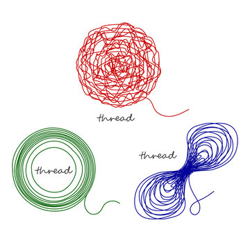 Set thread ball and ravel logo element