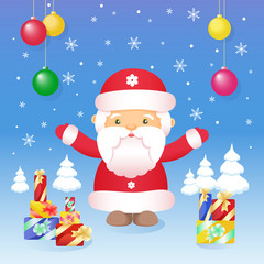 A beautiful New Year banner. Traditional Russian Grandfather Frost. A square poster for decorating a holiday party and congratulations.