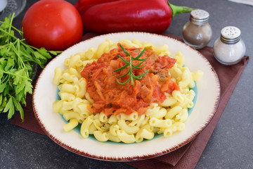 Pasta with homemade tomato sauce