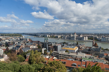 Fototapeta na wymiar Danube panorama from Buda Castle