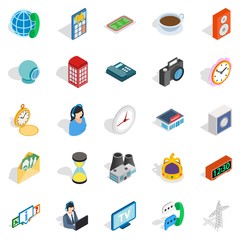 Street telecommunication icons set, isometric style