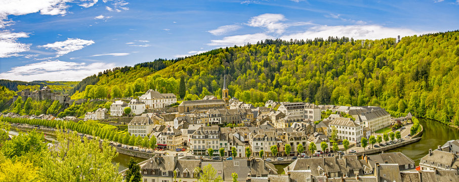 Bouillon village and castle panorama, Belgium