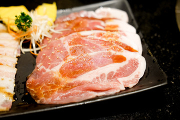 Premium slice raw pork meat for BBQ grill
