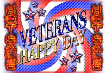 Happy Veterans Day, Hot Sale, 3D Illustration, Honoring all who served, American holiday template.