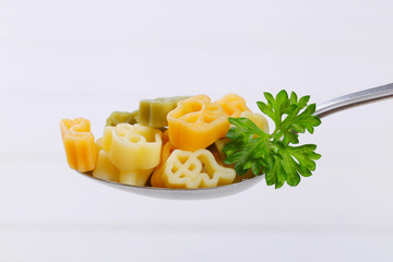 cooked colored pasta