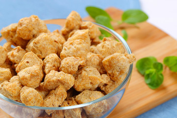 cubes of soy meat