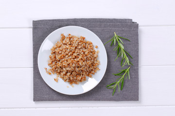plate of cooked buckwheat