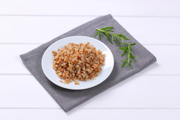 plate of cooked buckwheat