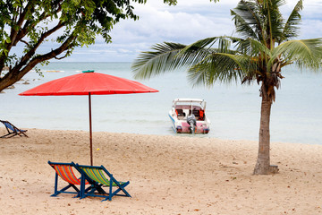 Beach chair with umbrella