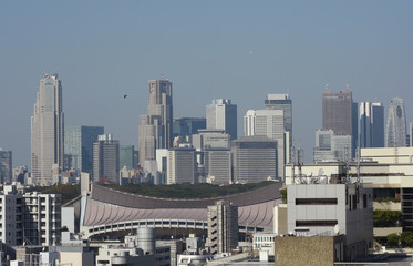 日本の東京都市景観・新宿区の副都心などを望む