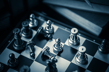chess board game competition business concept with blur image background