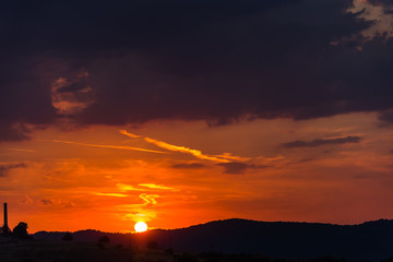 Red sky at the sunset