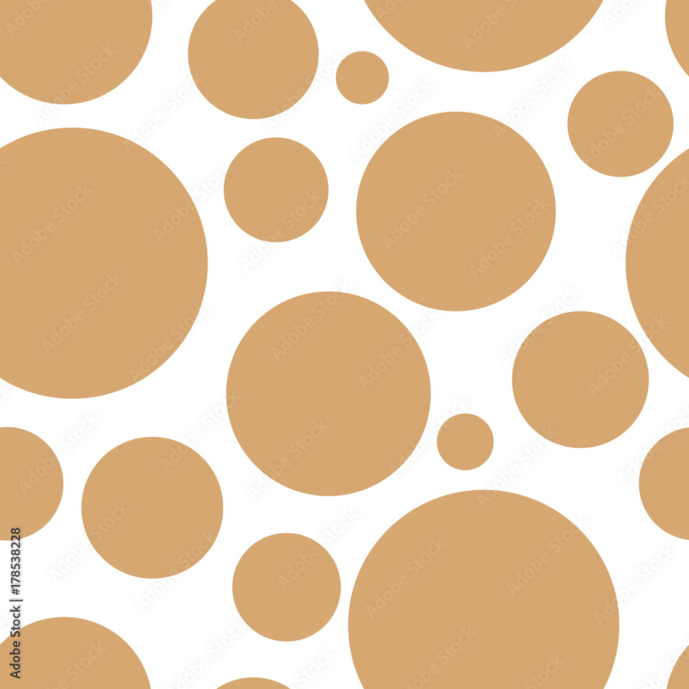 Poster polka dots seamless texture - simple vector background. abstract background with golden circles. sea