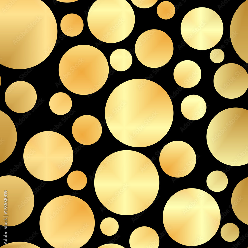 Poster polka dots seamless texture - simple vector background. abstract background with golden circles. sea