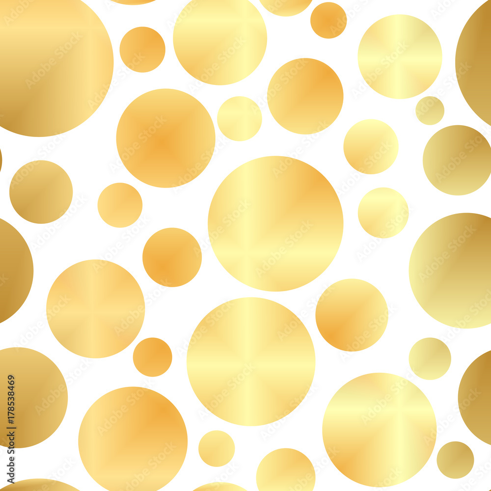 Poster polka dots seamless texture - simple vector background. abstract background with golden circles. sea
