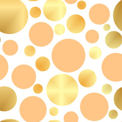 Polka dots seamless texture - simple vector background. Abstract background with golden circles. Seamless pattern