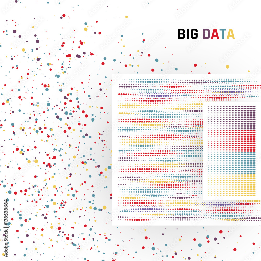 Poster big data. processing of structured and unstructured data of huge volumes. vector illustration
