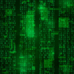matrix. coded bitstreams. green vector background