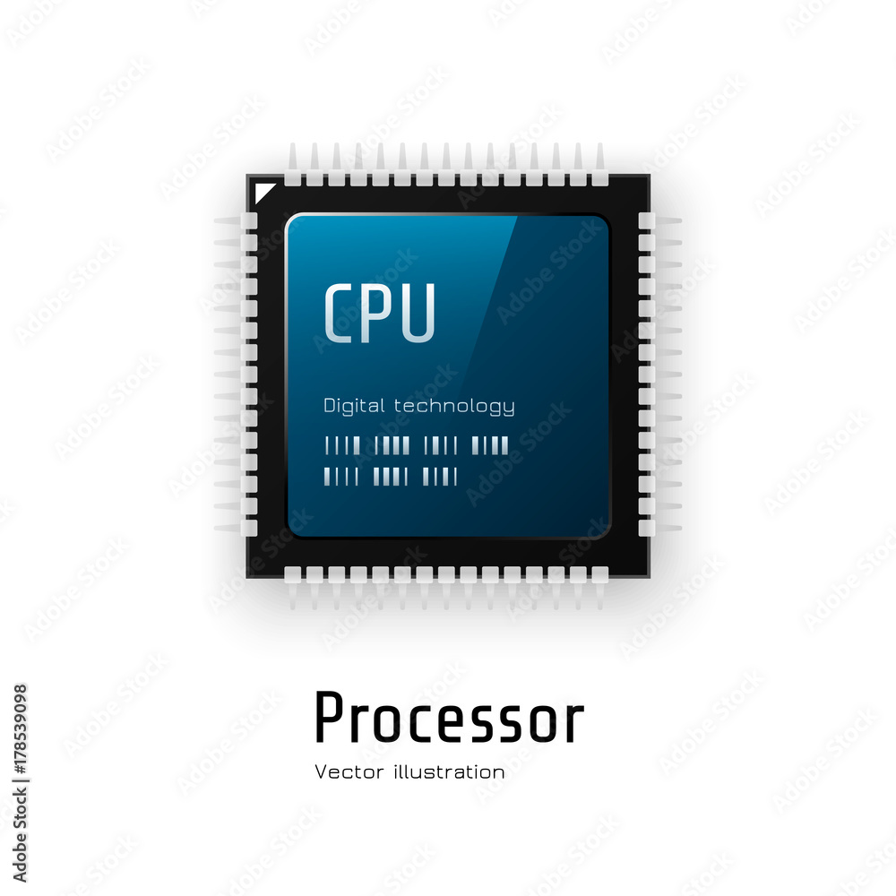 Aufkleber cpu. microchip processor on white background. vector illustration