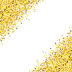 Golden confetti on white background. Vector.