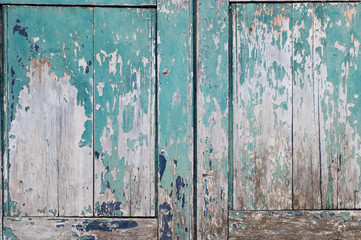 Turquoise worn wooden surface